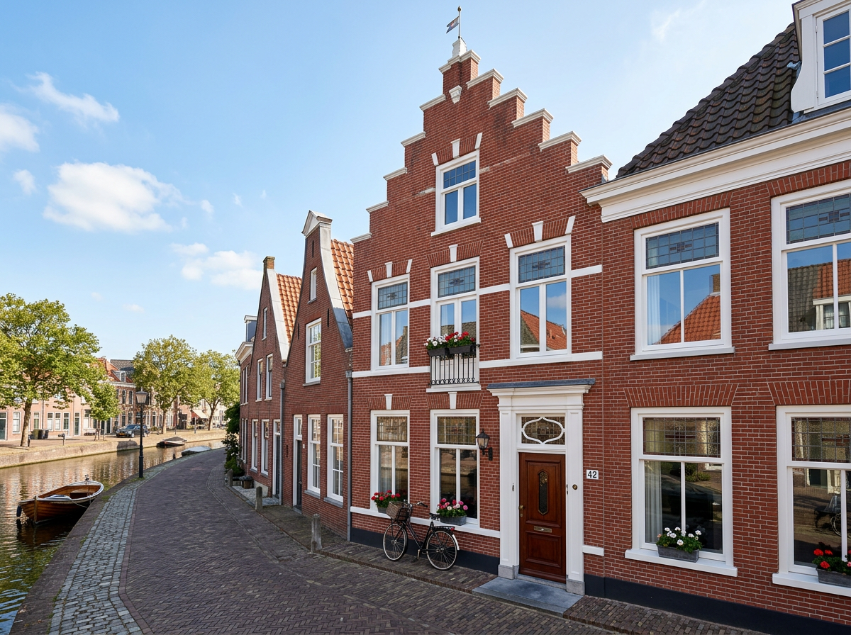 Vers geschilderde Nederlandse gevel